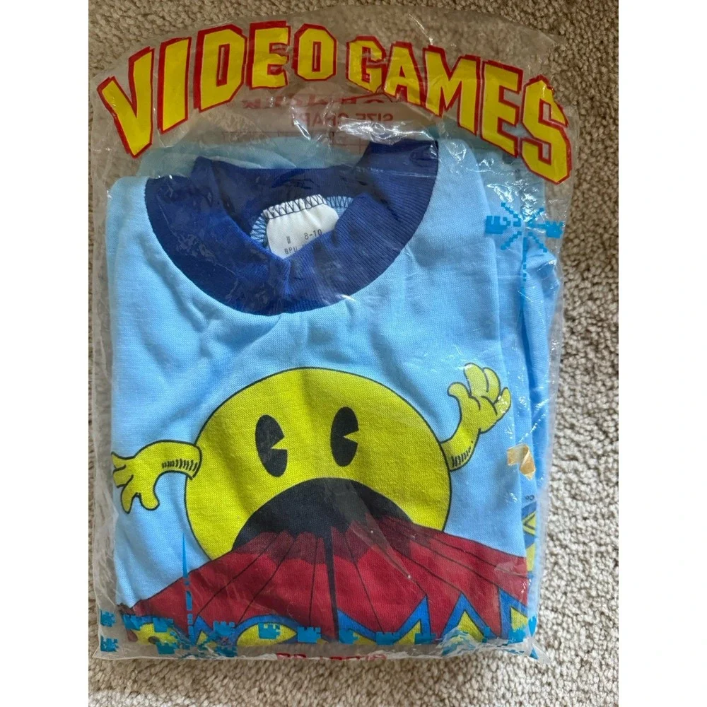 Vintage Pac-Man Short Sleeve Long Pant Pajama Set‎ Kids Size 8-10